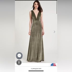 Jenny Yoo BHLDN - Logan Sage Velvet Bridesmaid Gown